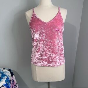 Victoria's Secret PINK M Pink Crushed Velvet V-Neck Tank Top Camisole